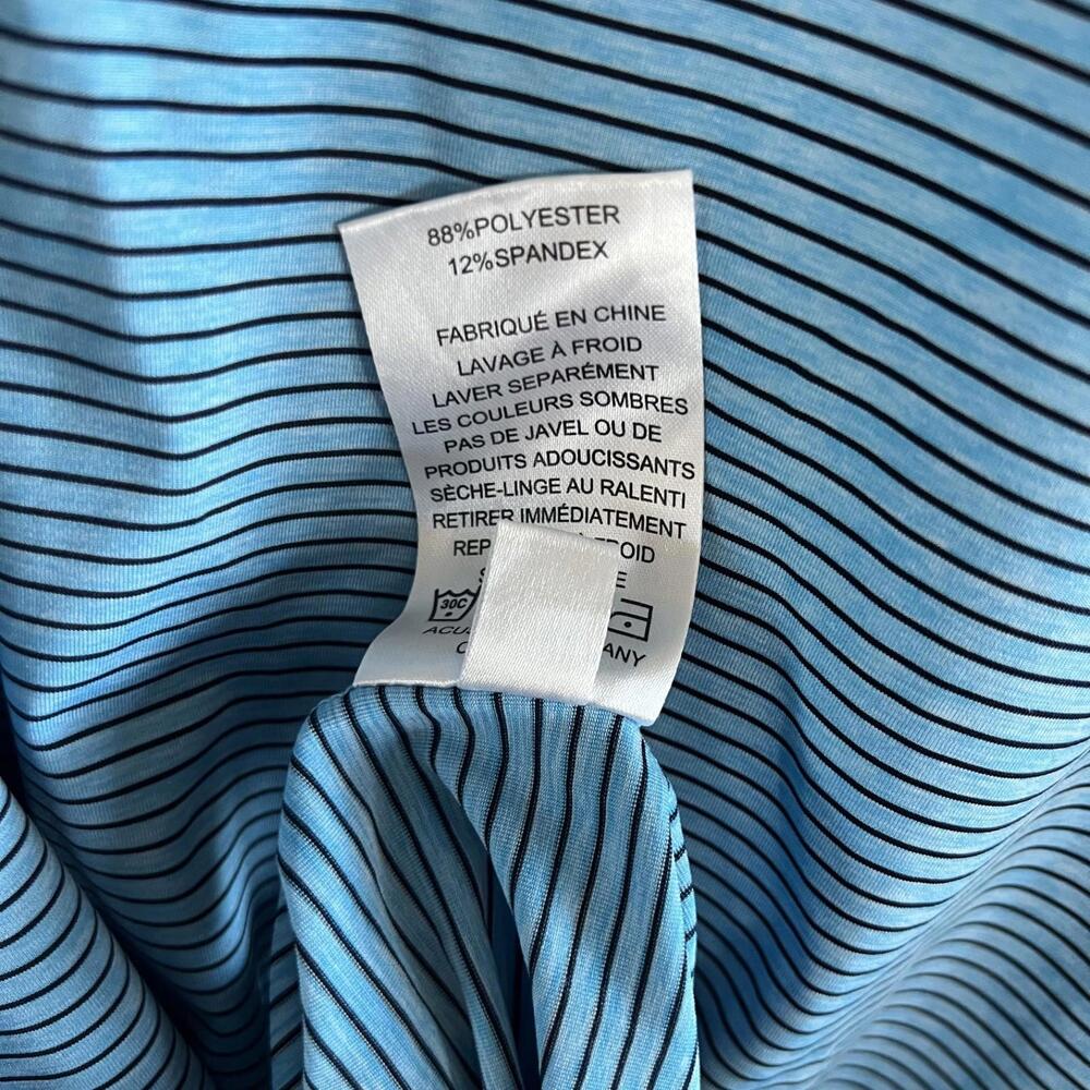 FJ FootJoy Polo Shirt Mens Size Large Blue/Navy Striped Golf Casual Short Sleeve - Picture 4 of 7